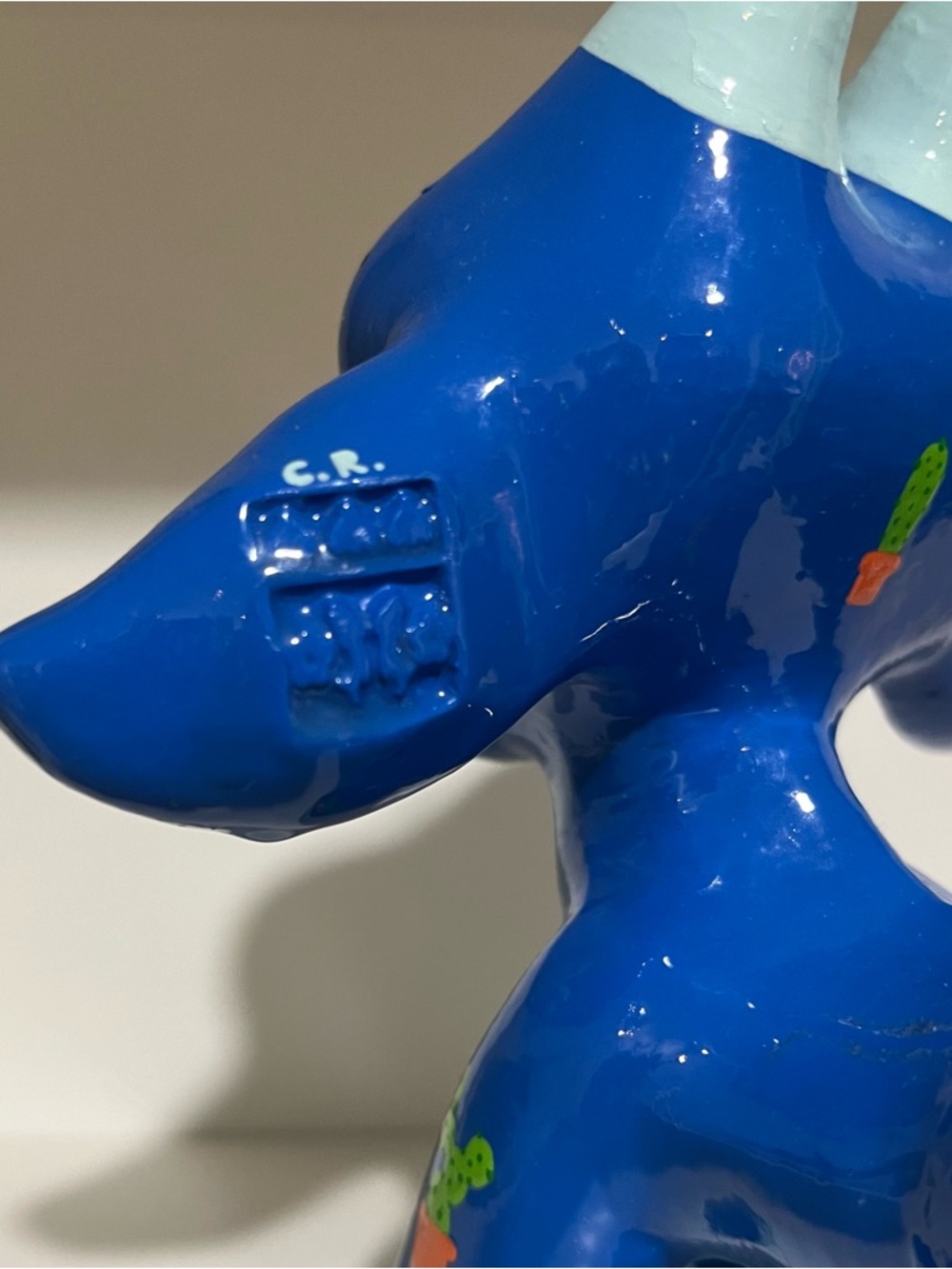 Goatchi // Blue Ceramic Goat with Cactus Design - Picture 7 of 7